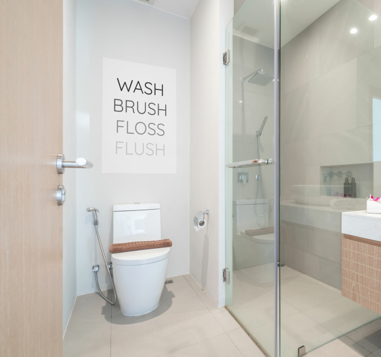 Cartaz de descarga de fio dental de escova de lavagem - TenStickers