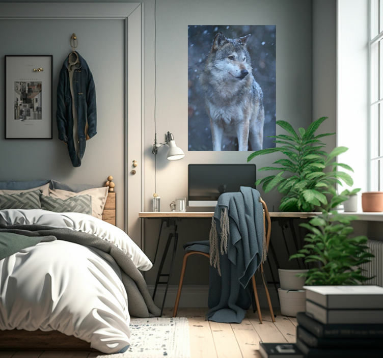 Poster animais variados Lobo na neve - TenStickers