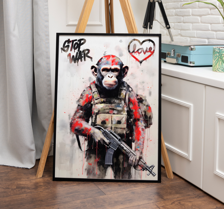 Poster arte macaco soldado - TenStickers
