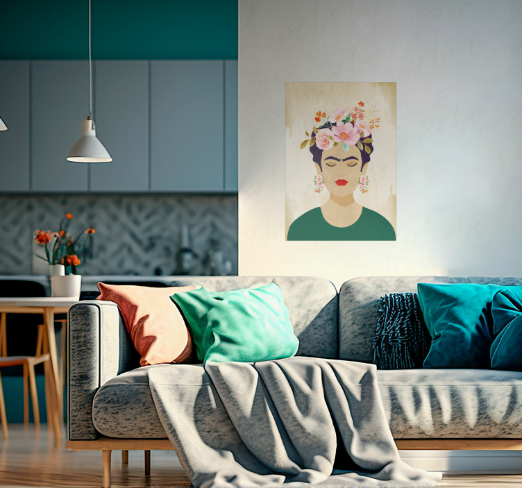 Poster arte mulher com flores - TenStickers