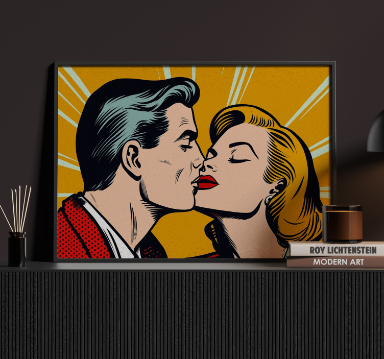 Poster de pop art casal vintage se beijando - TenStickers