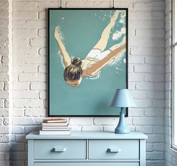 Poster desenho artístico nadador - TenStickers