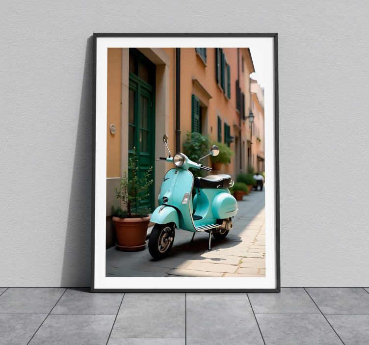 Poster foto realista bicicleta vespa - TenStickers