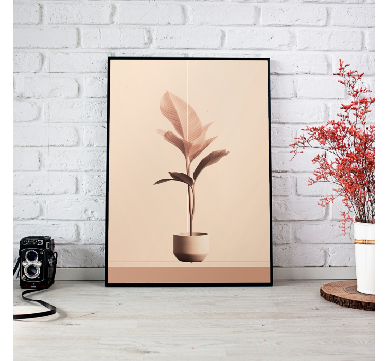 Poster minimalista planta vertical em cores bege - TenStickers
