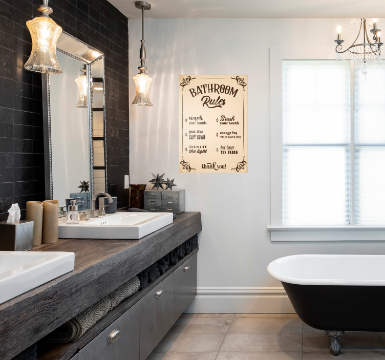 Pôster vintage de regras de banheiro - TenStickers