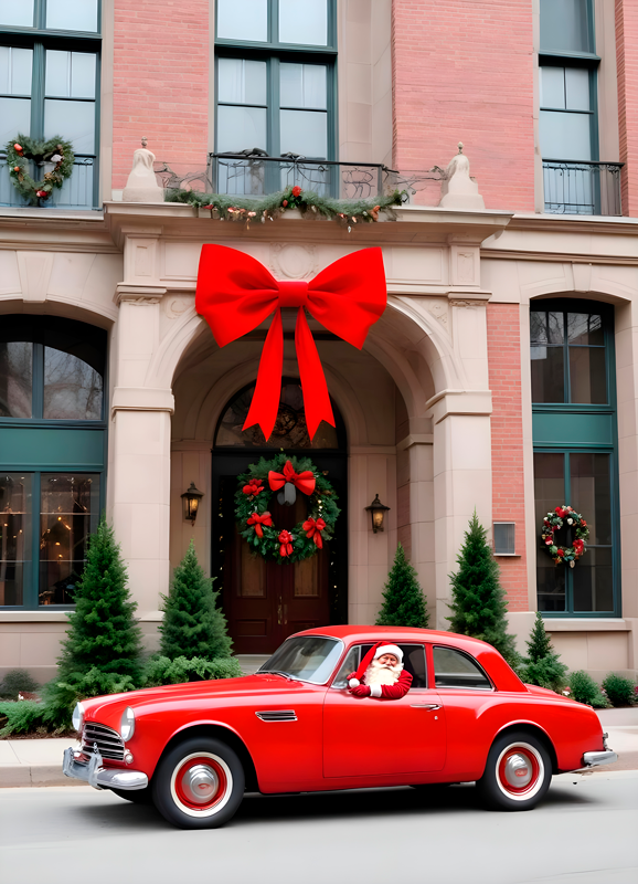 Poster Natal carro no inverno - TenStickers