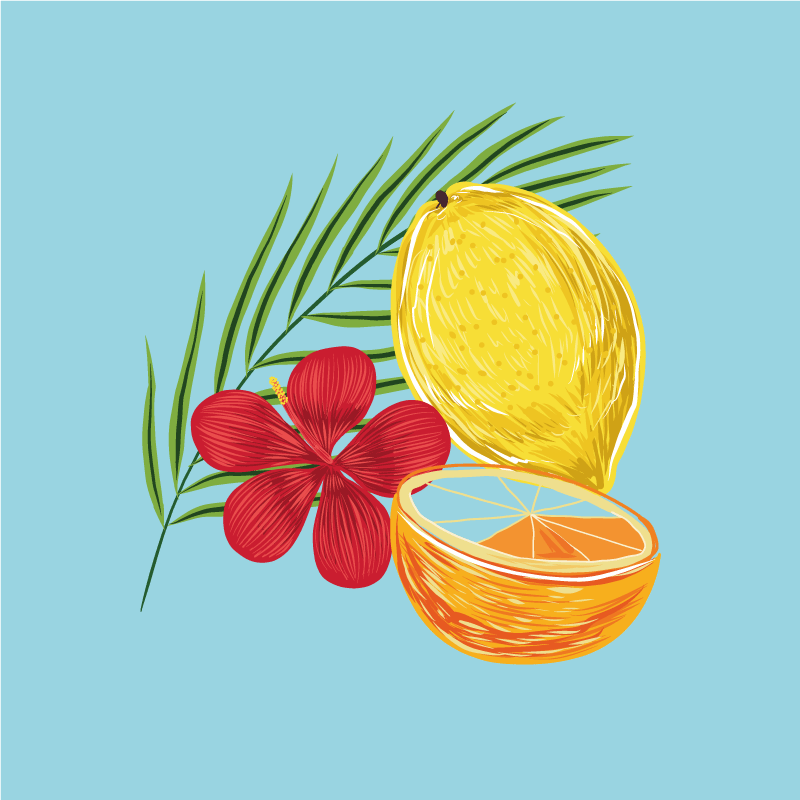 Poster cozinha design de frutas limão em tons pastel - TenStickers