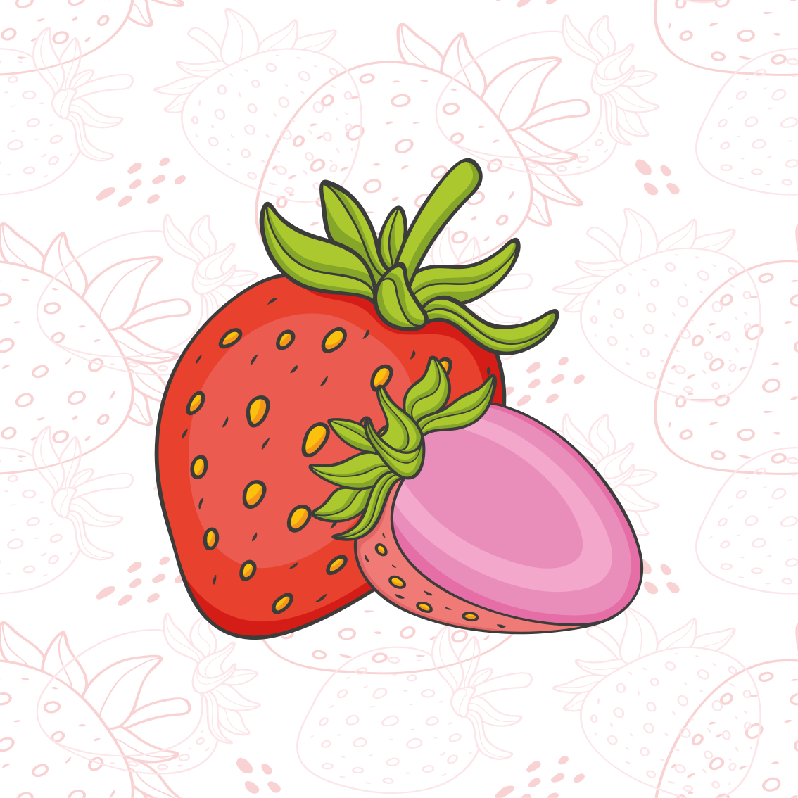 Poster cozinha morangos vermelhos e rosas sem emenda - TenStickers