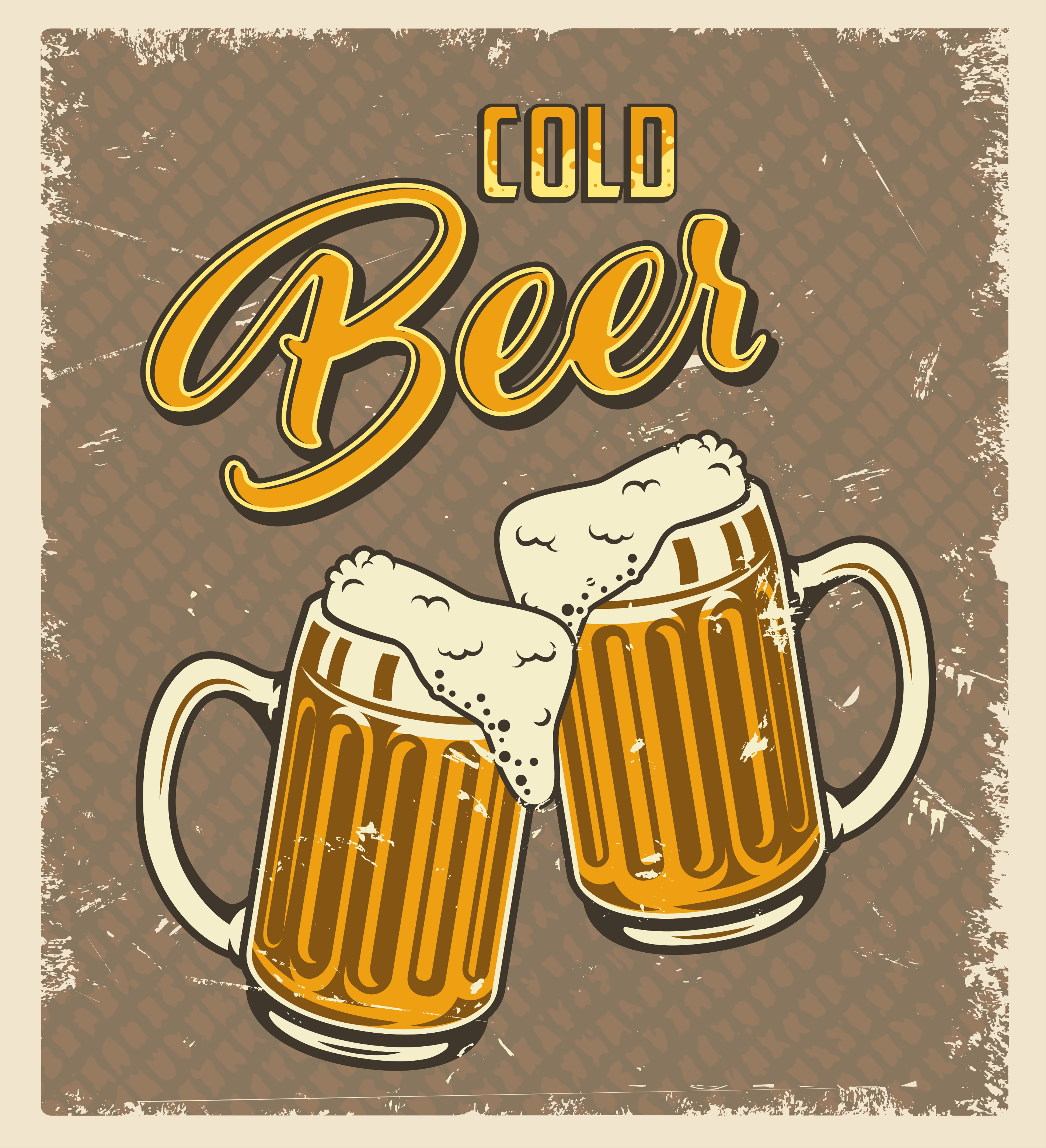Poster cozinha cerveja gelada efeito retrô sujo - TenStickers