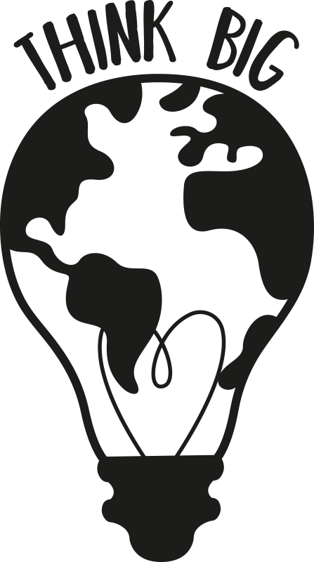 Poster escritório pense grande com mapa-múndi - TenStickers