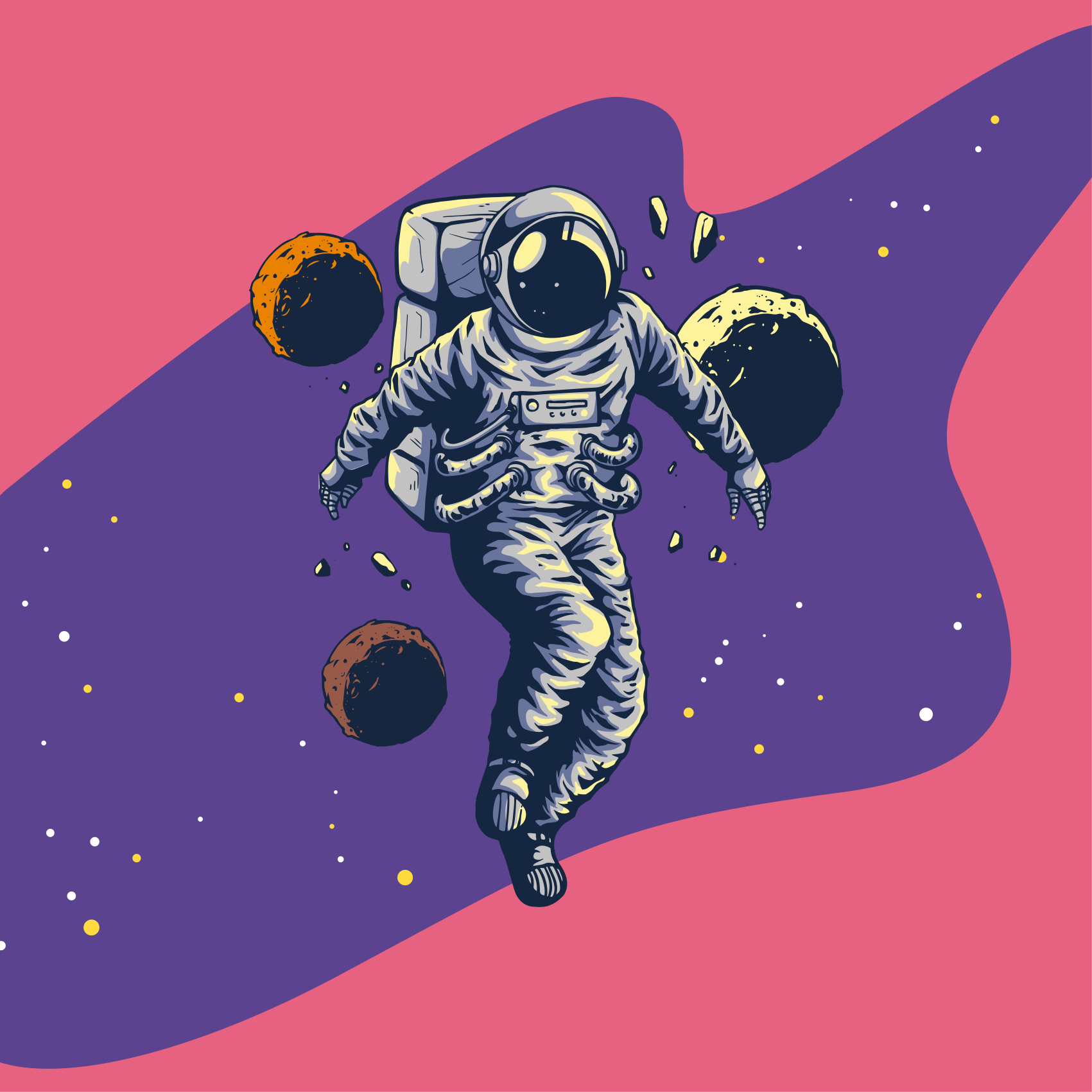 Poster juvenil estilo astronauta desenhado à mão - TenStickers