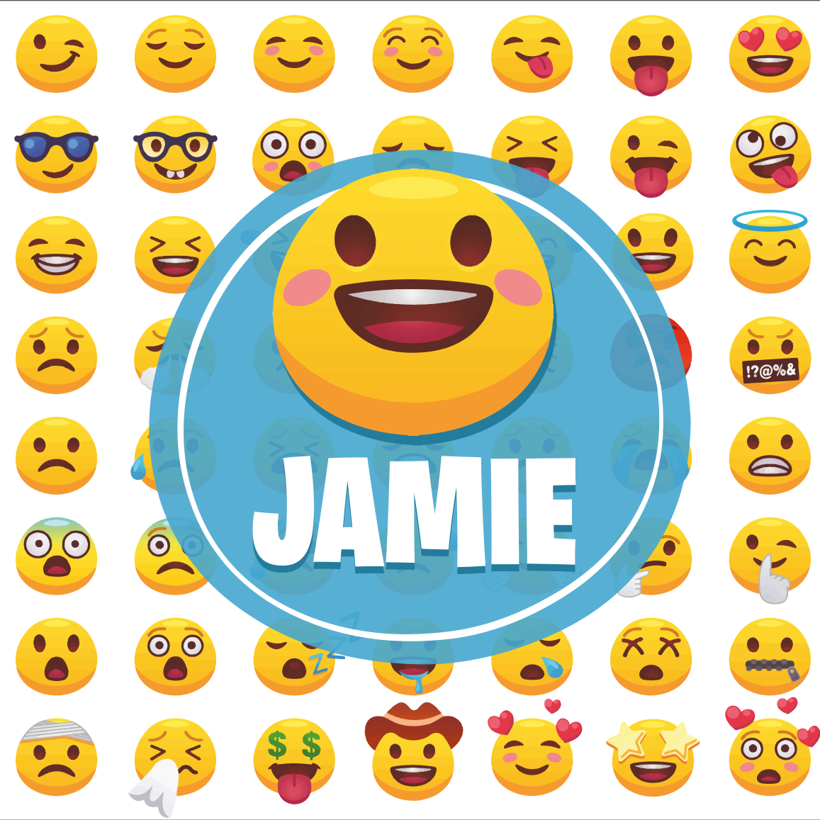 Poster juvenil emojis com nome - TenStickers