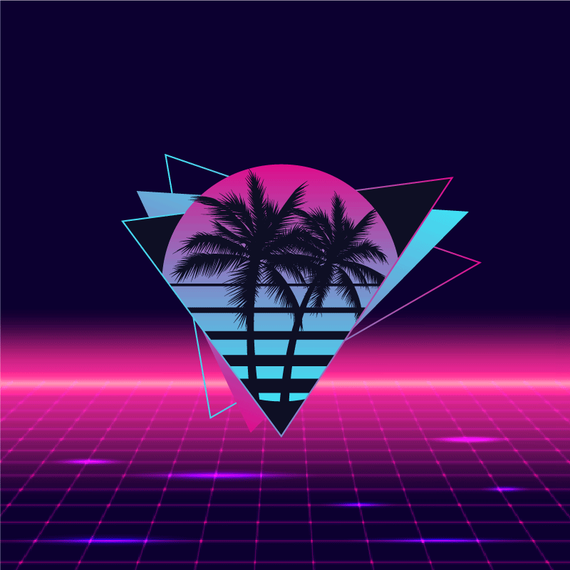 Poster para sala com palmeira estilo vaporwave - TenStickers