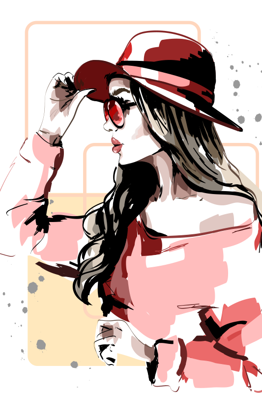 Poster para sala damas com chapéu - TenStickers