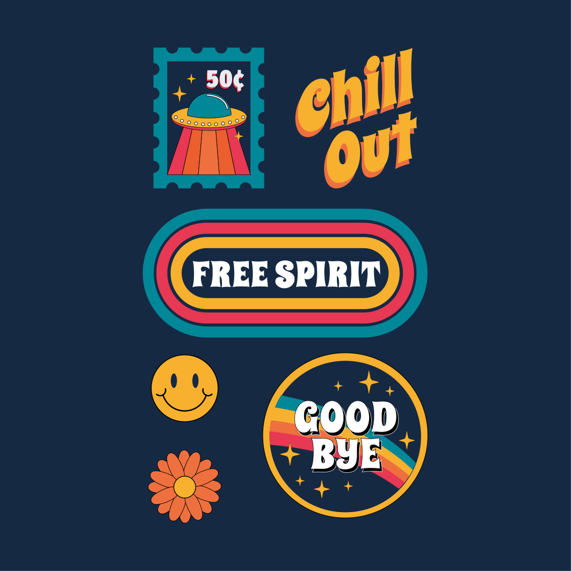 Poster para sala diversão e descontração dos anos 70 - TenStickers