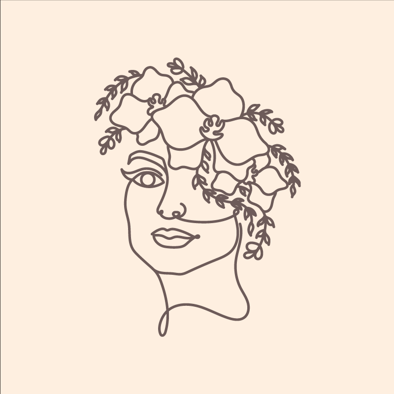 Poster para sala silhueta minimalista mulher floral - TenStickers