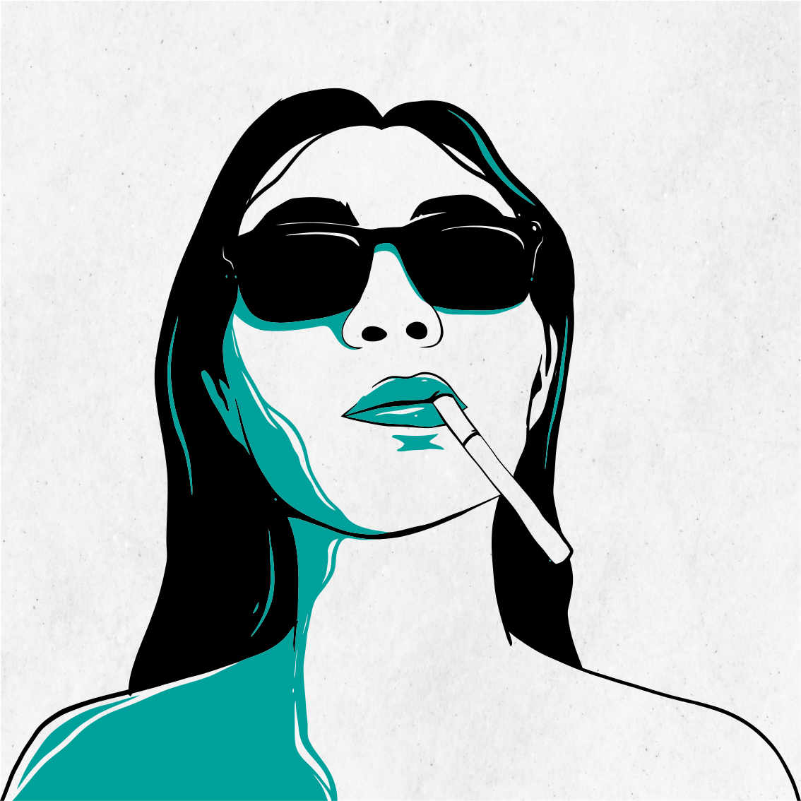 Poster para sala rosto de mulher fumando - TenStickers