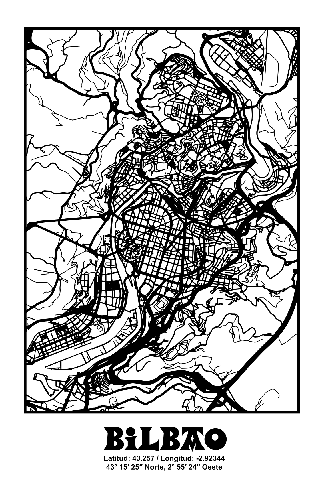 Poster para sala bilbao topográfico - TenStickers