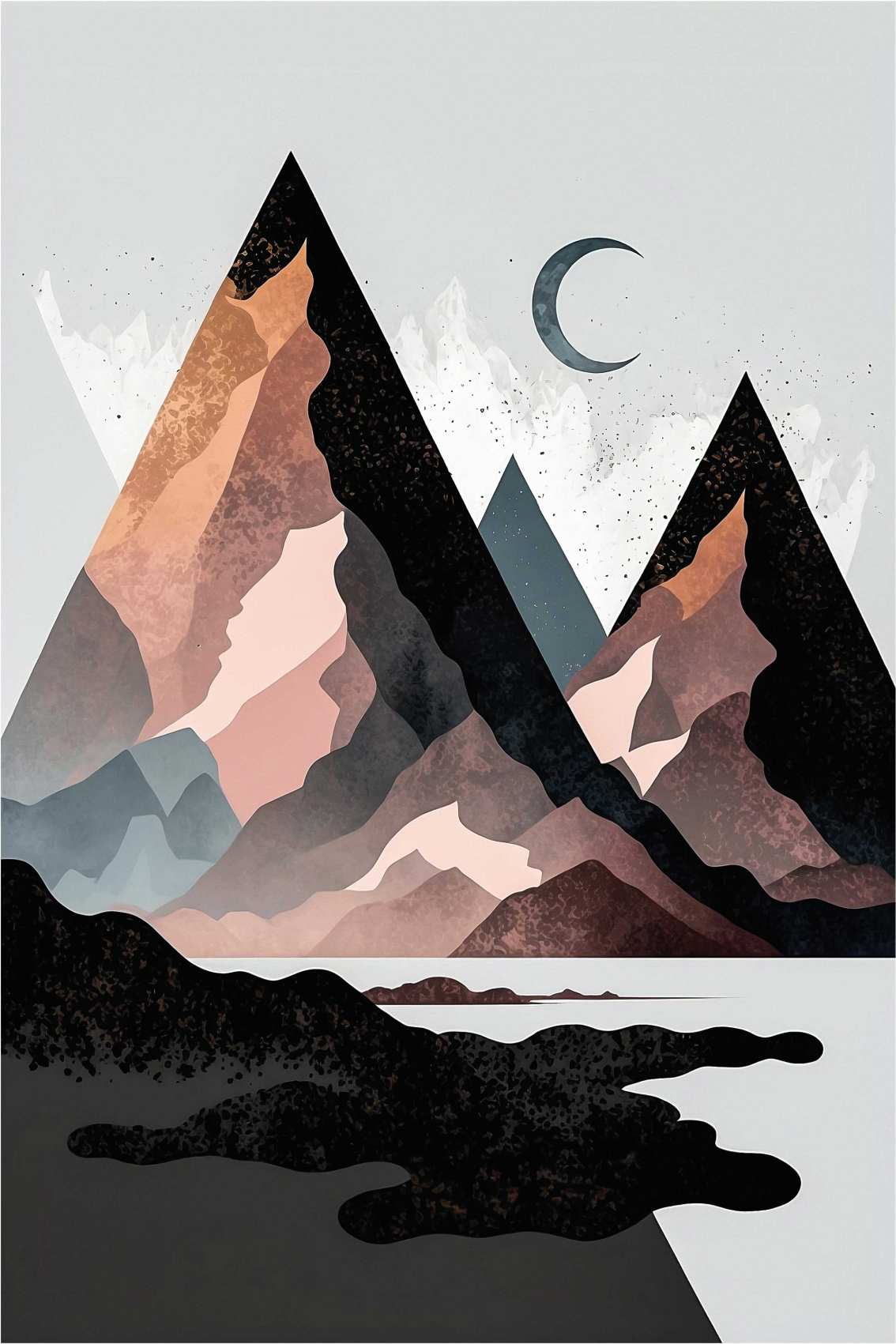 Poster para sala montanhas geométricas nórdicas - TenStickers
