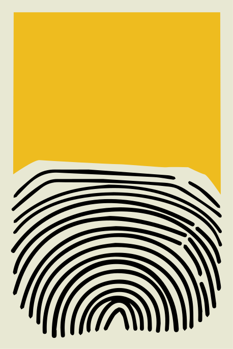 Poster para sala pintura abstrata amarela com linhas pretas - TenStickers