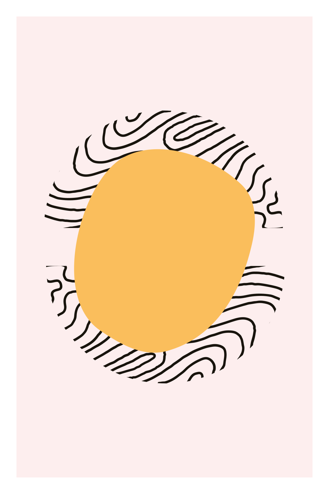 Poster para sala linhas e forma amarela - TenStickers