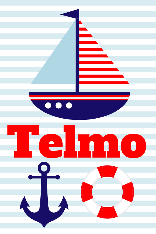 Poster infantil barco à vela com nome - TenStickers