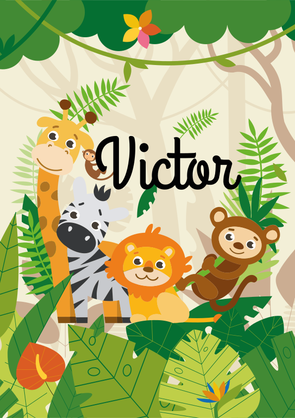 Poster infantil de animais da selva personalizados - TenStickers