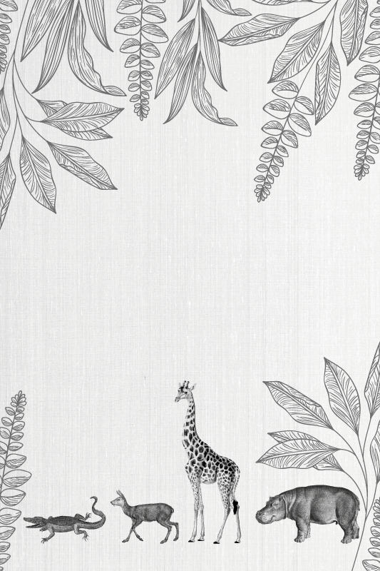 Poster infantil com borda de animais e árvores de safari - TenStickers