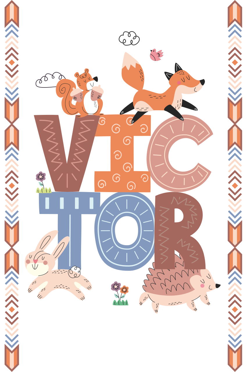 Poster infantil animais da floresta com nome - TenStickers