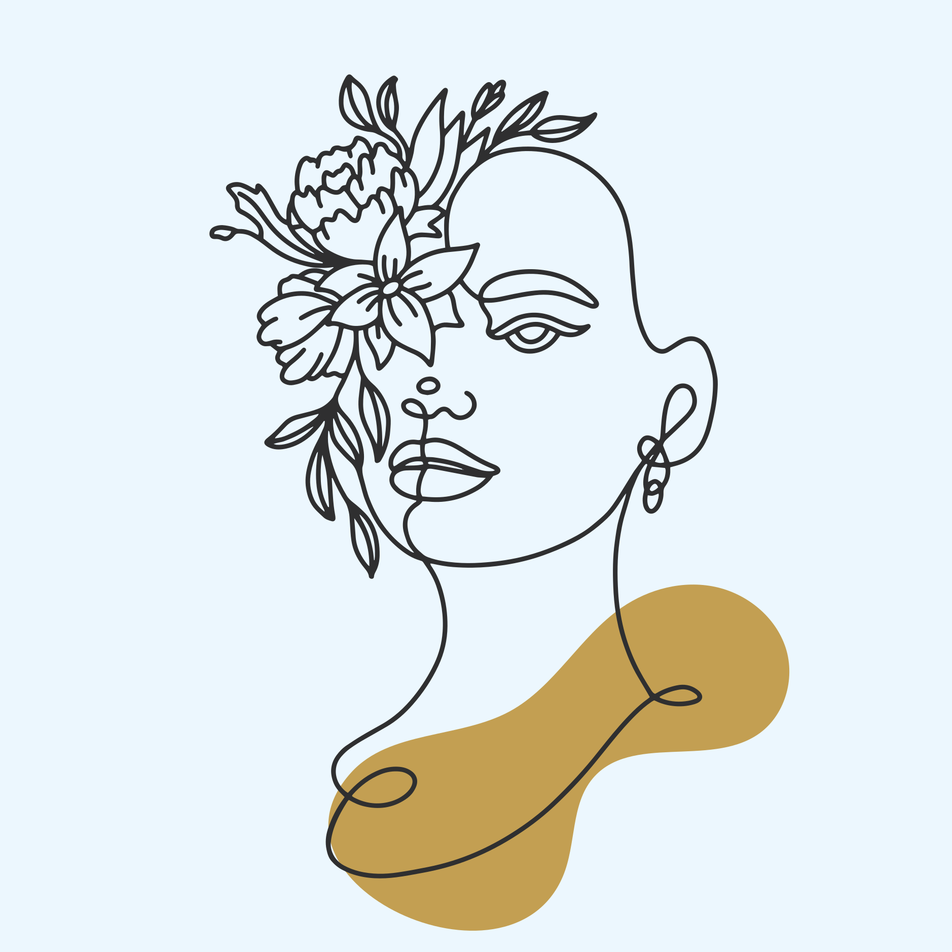 Poster de flores com linhas de mulher abstrata - TenStickers