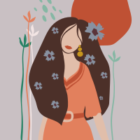 Poster de flores mulher abstrata com cabelo longo - TenStickers