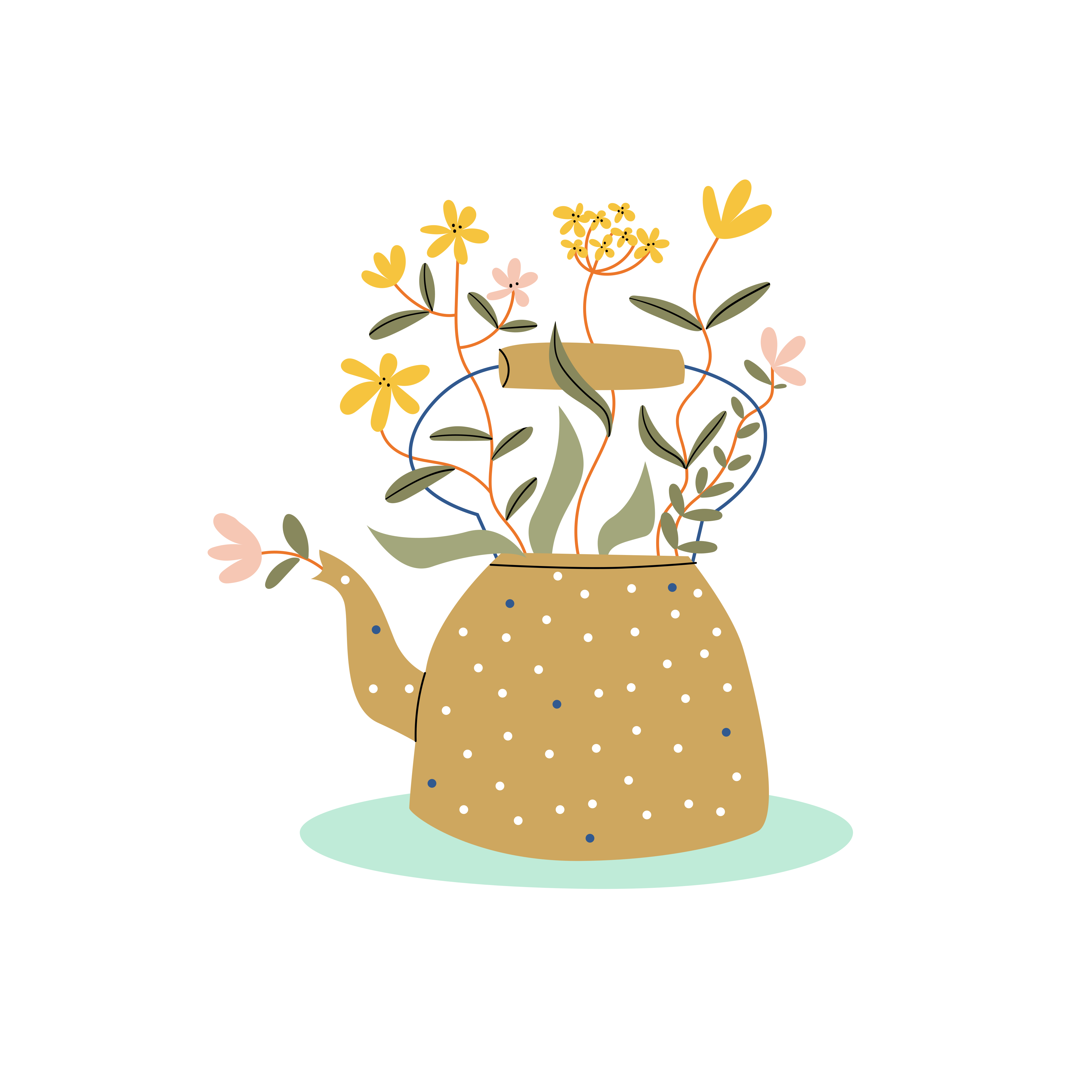 Poster de flores e regador abstrato - TenStickers