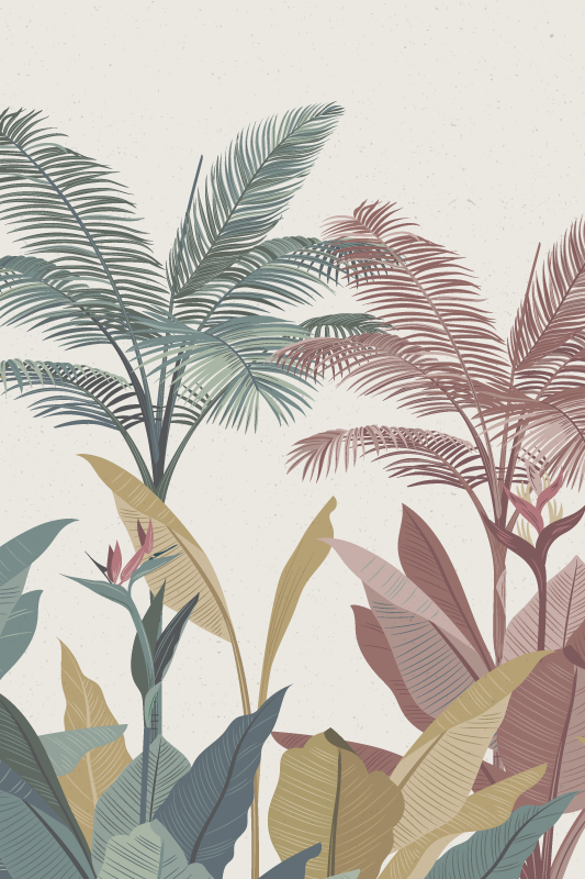 Poster de flores e plantas de plantas tropicais em terracota - TenStickers