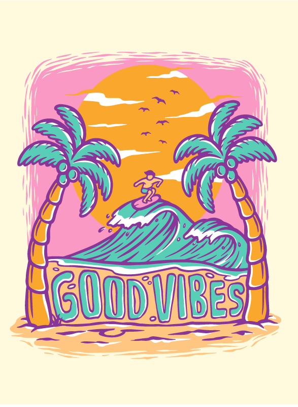 Poster juvenil boas vibrações surf - TenStickers