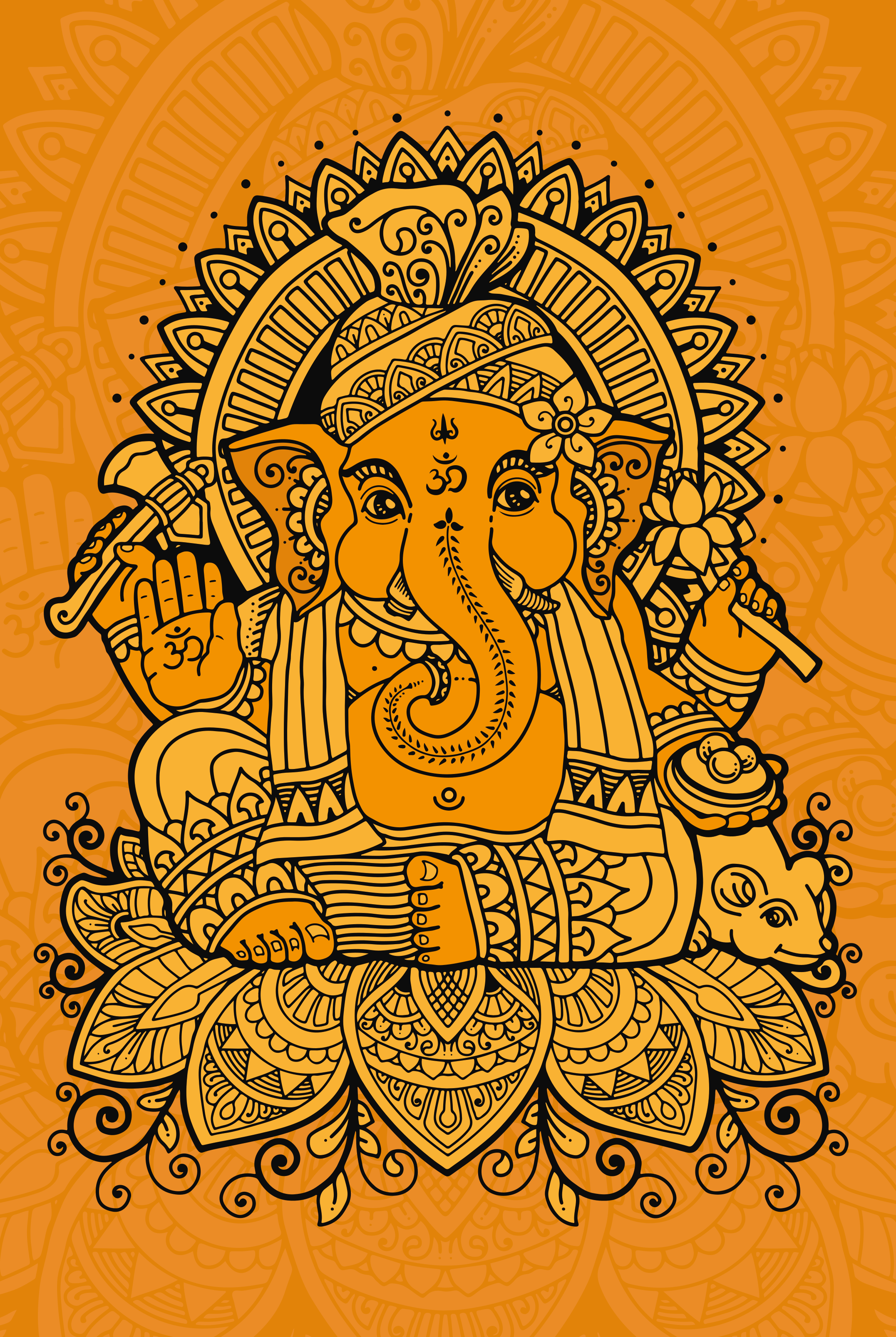 Poster zen mandala com ganesha no centro - TenStickers