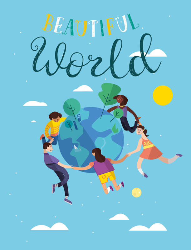 Poster do mapa mundial ilustração do globo harmonioso - TenStickers