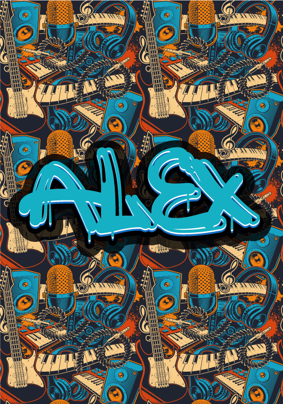 Cartaz de grafite de música retrô personalizado - TenStickers