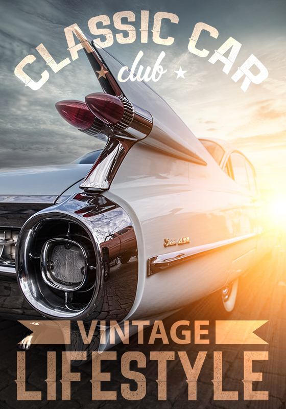 Cartaz vintage do clube de carros clássicos - TenStickers