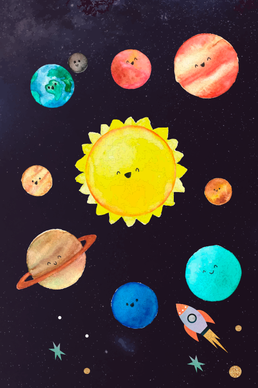 Poster infantil sistema Solar para CriançasO Sistema Solar é o no - TenStickers