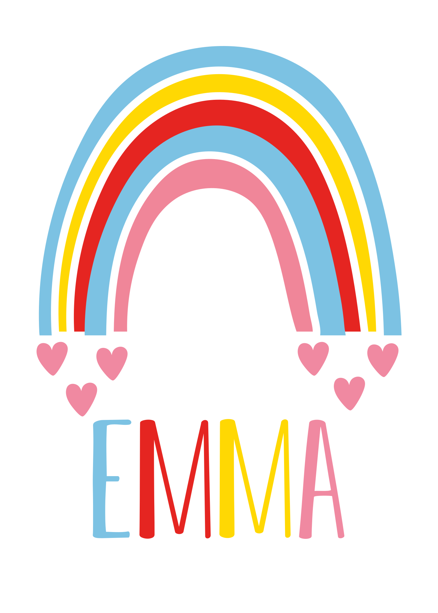 Arco-íris com cartaz de nome personalizado - TenStickers