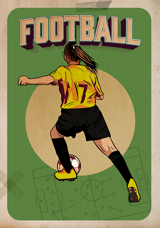 Cartaz retrô de futebol feminino - TenStickers