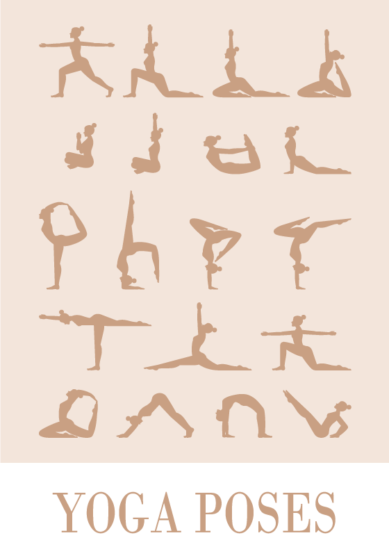 Poster desportos em geral posições de Yoga - TenStickers