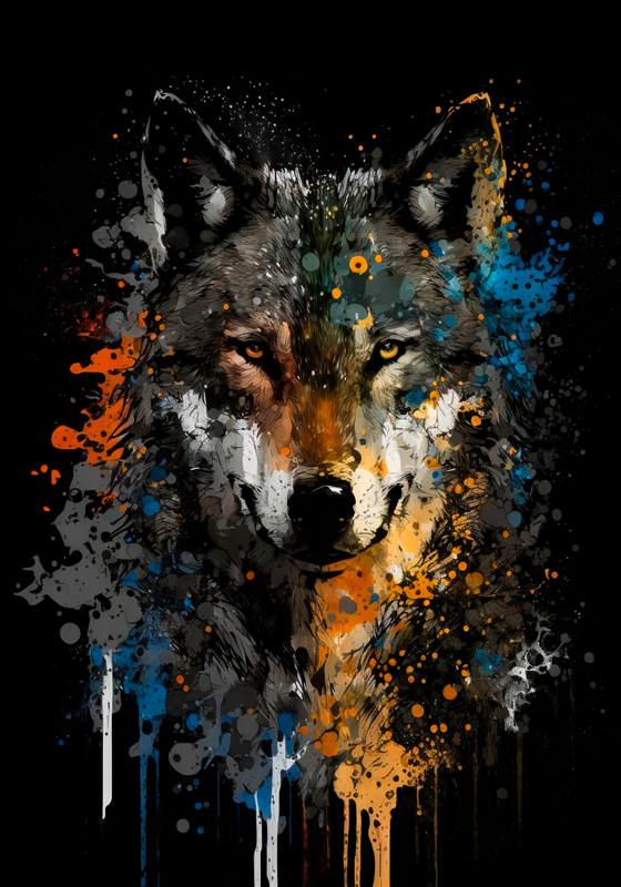 Poster de animais variados Pintura de lobo - TenStickers