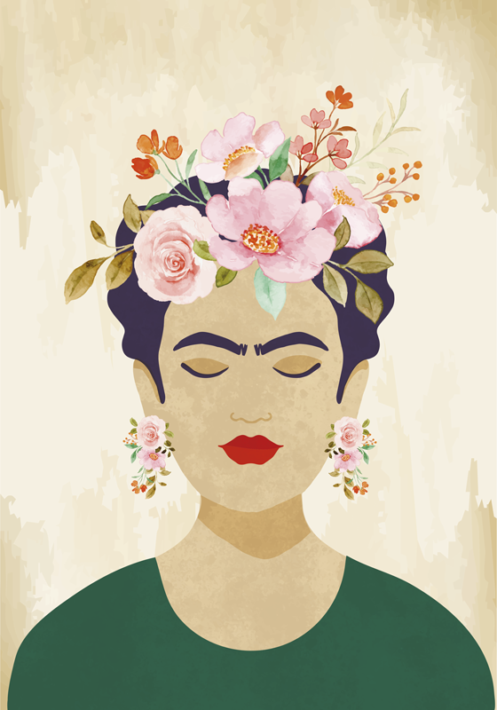 Poster arte mulher com flores - TenStickers