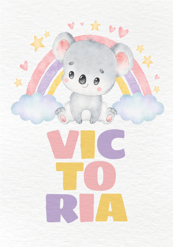 Poster infantil koala e arco-íris - TenStickers