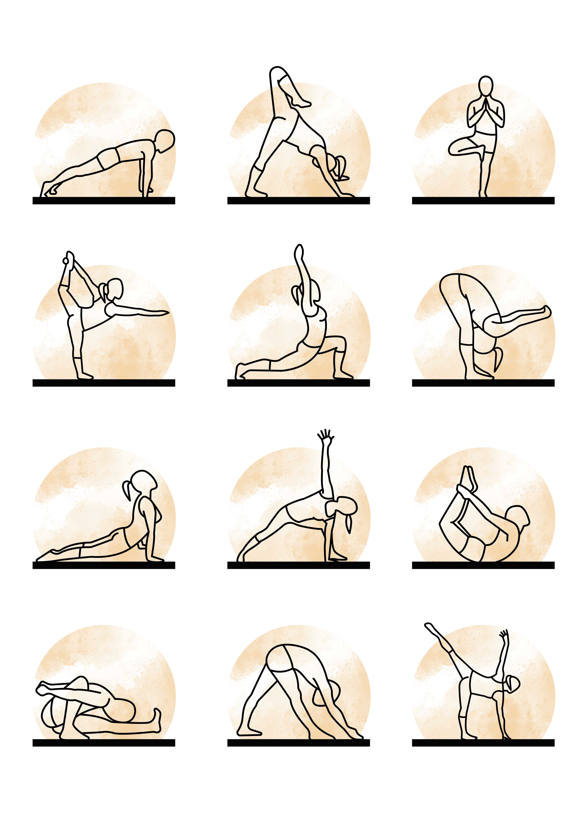 Poster desportos em geral posturas de yogaAsanas de yoga - TenStickers