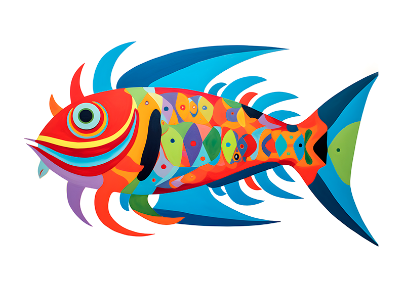 Poster arte peixe multicolorido - TenStickers