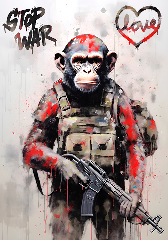 Poster arte macaco soldado - TenStickers