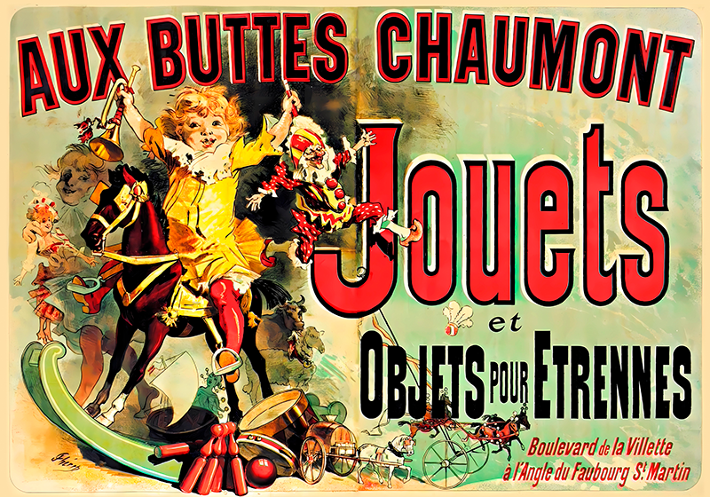 Poster retro aux buttes chaumont jouets - TenStickers