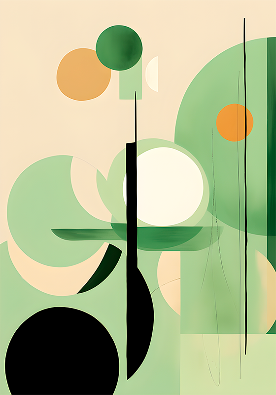 Poster abstracto figuras verdes - TenStickers